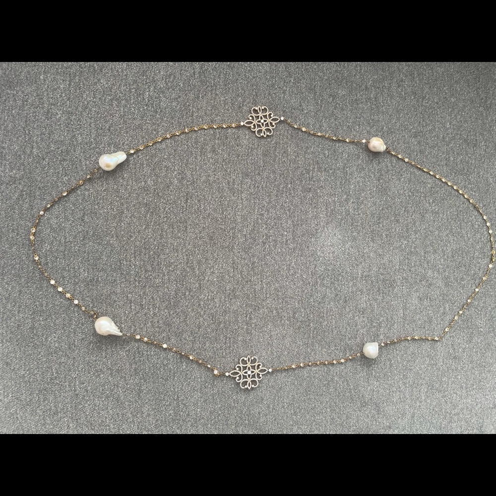 Sterling Silver Pearl and Crystal Necklace